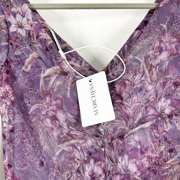 NWT Marchesa Notte Asymmetrical Long Sleeve Dress - Picture 6 of 9